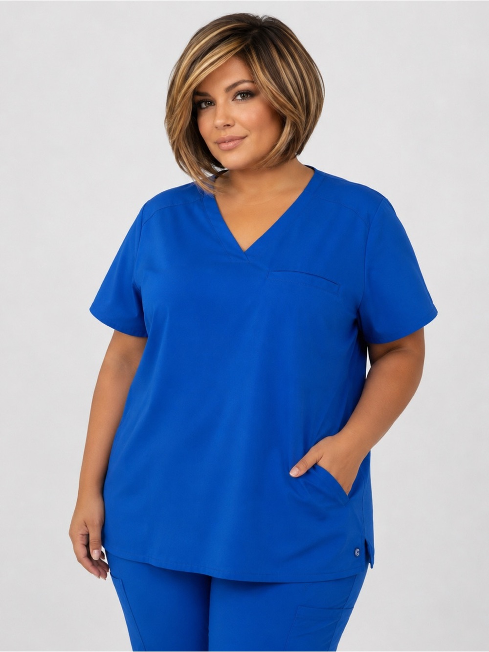 Cherokee V-Neck Scrub Top in Royal Blue 4X